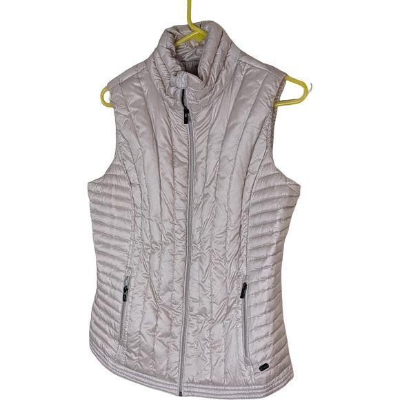 DKNY Sport Womens Champagne Silver Quilted Down Puffer Vest Size Large L - Picture 3 of 9